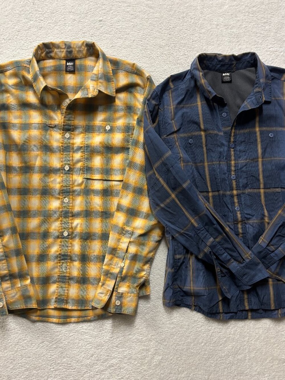 REI Co-op Shirt Mens M Sahara and Vented Flannel Button Up Outdoor Hiking Camp